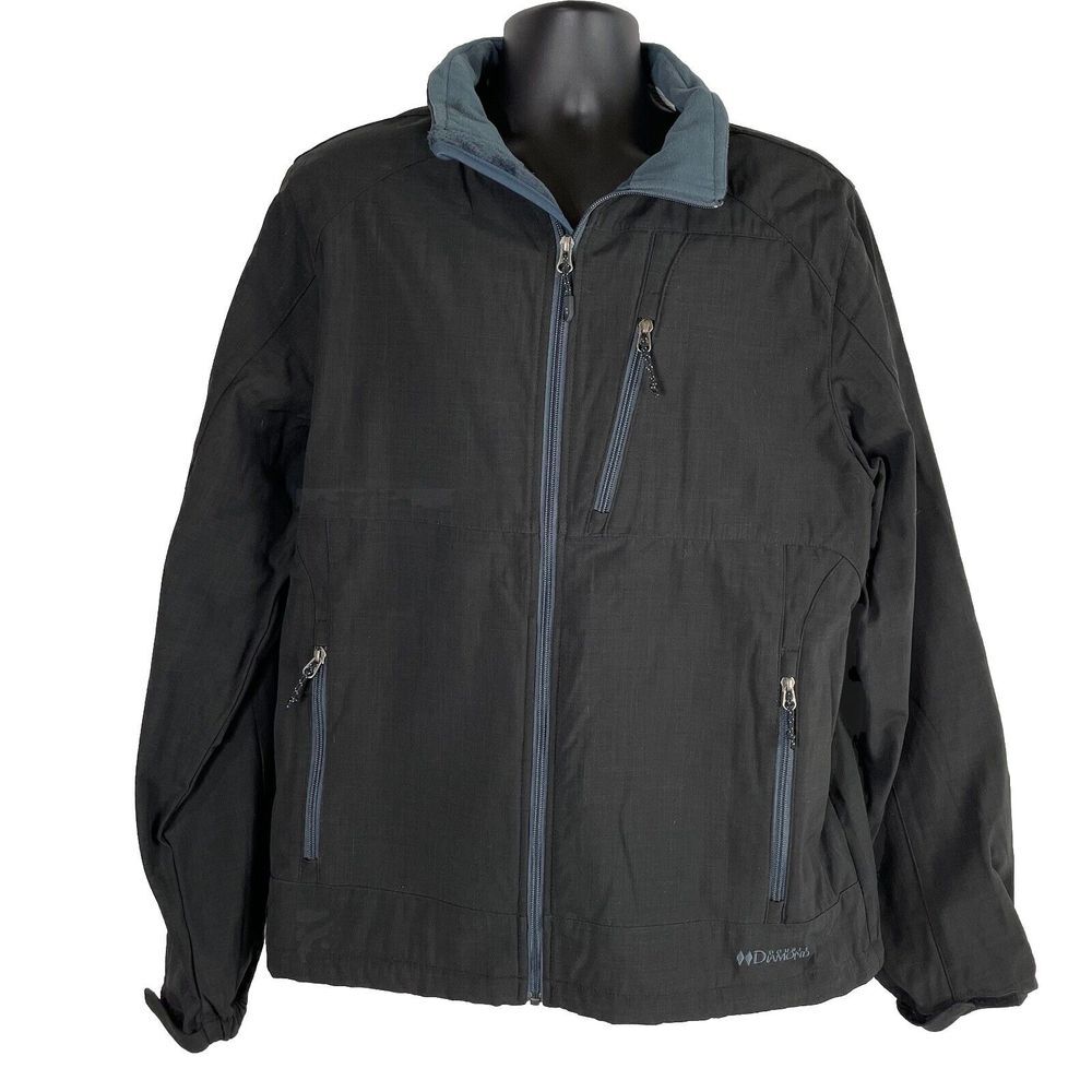 Black Diamond Jacket Men's XL Black Double Diamond Soft Shell Full‎ Zip Snow Ski